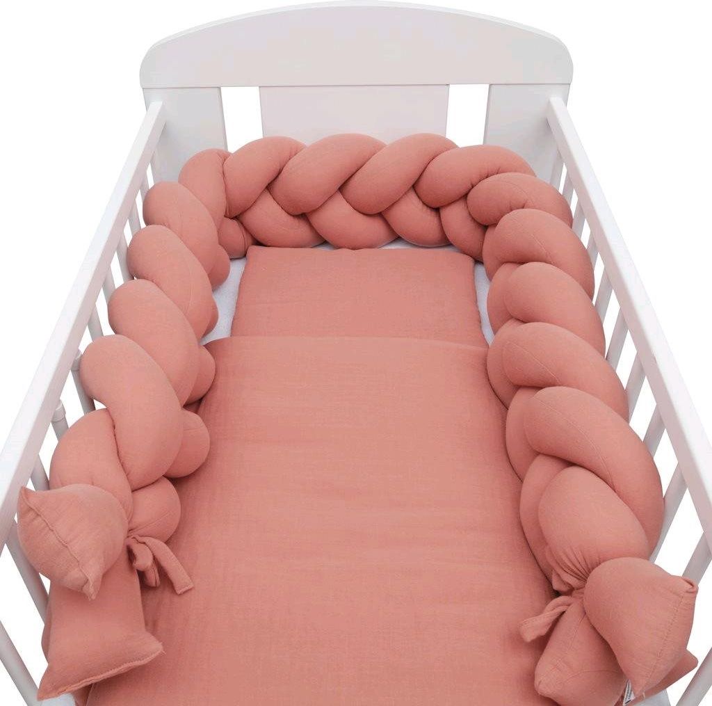 NEW BABY Mušelínový set do postýlky s výplní růžový 100% Bavlna 70x100 cm, 35x30 cm - obrázek 5