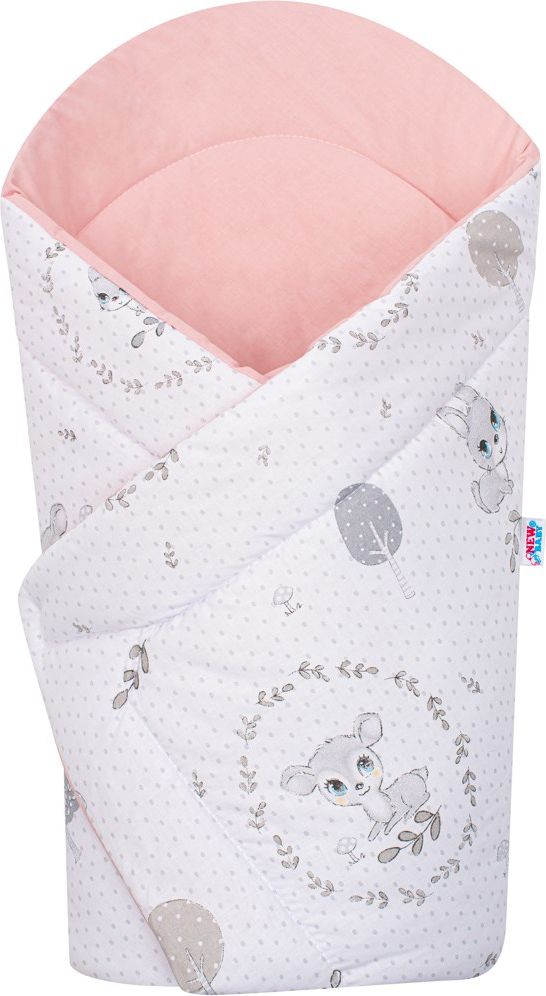 NEW BABY Dětská zavinovačka Srnka šedo-růžová 100% bavlna 75x75 cm - obrázek 1