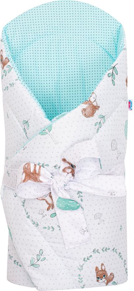 NEW BABY Zavinovačka s kokosovou výztuží a mašlí Srnka mátová 100% bavlna 75x75 cm - obrázek 1