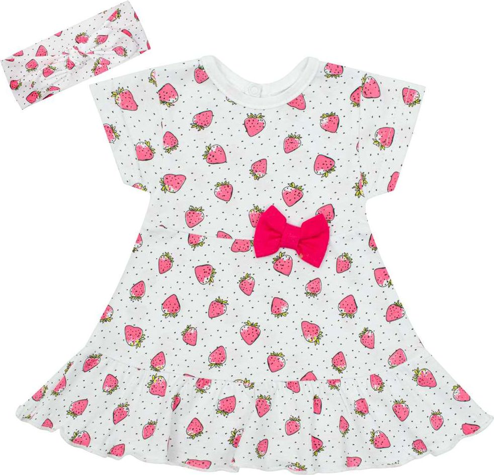 NEW BABY Kojenecké bavlněné šatičky s čelenkou Strawbery 100% Bavlna 80 (9-12m) - obrázek 1