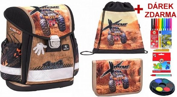 Školní aktovka Extreme Monster Truck 3 dílný set Belmil - obrázek 1