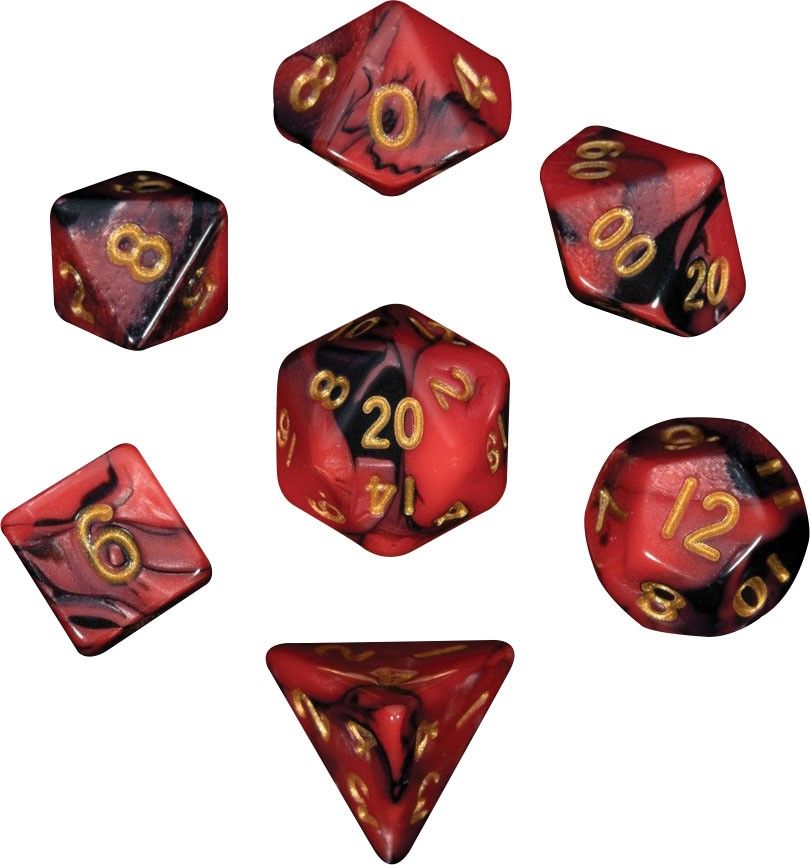 TLAMA games Sada 7 dvoubarevných perleťových kostek pro RPG Barva: růžová / fuchsiová - obrázek 9