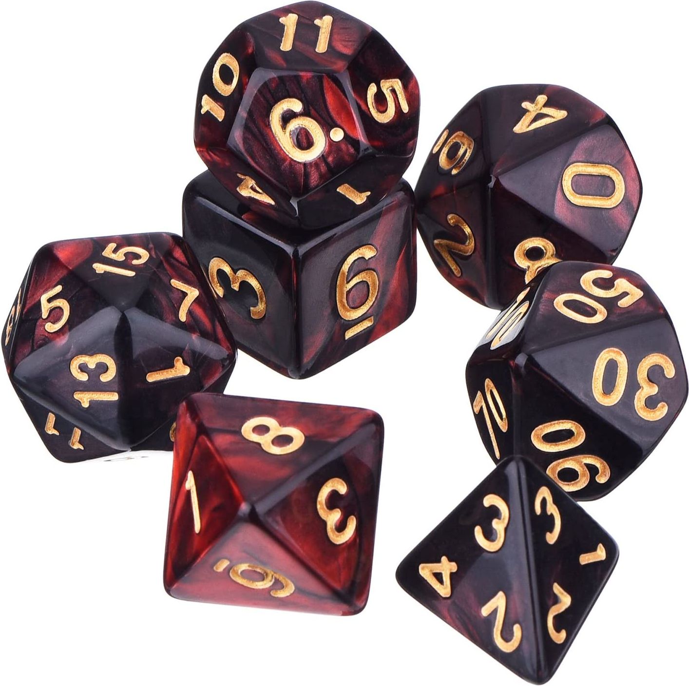 TLAMA games Sada 7 dvoubarevných perleťových kostek pro RPG Barva: růžová / fuchsiová - obrázek 10
