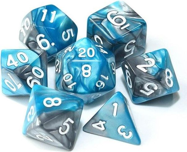 TLAMA games Sada 7 dvoubarevných perleťových kostek pro RPG Barva: růžová / fuchsiová - obrázek 11