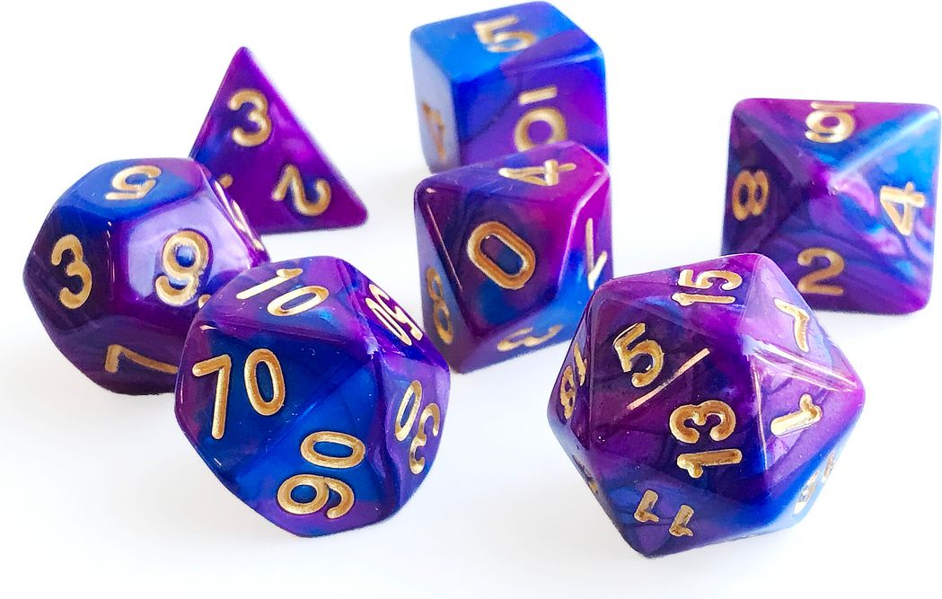 TLAMA games Sada 7 dvoubarevných perleťových kostek pro RPG Barva: růžová / fuchsiová - obrázek 13