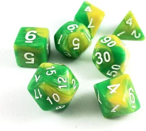 TLAMA games Sada 7 dvoubarevných perleťových kostek pro RPG Barva: růžová / fuchsiová - obrázek 14