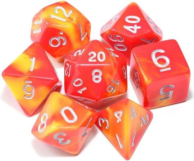 TLAMA games Sada 7 dvoubarevných perleťových kostek pro RPG Barva: růžová / fuchsiová - obrázek 15