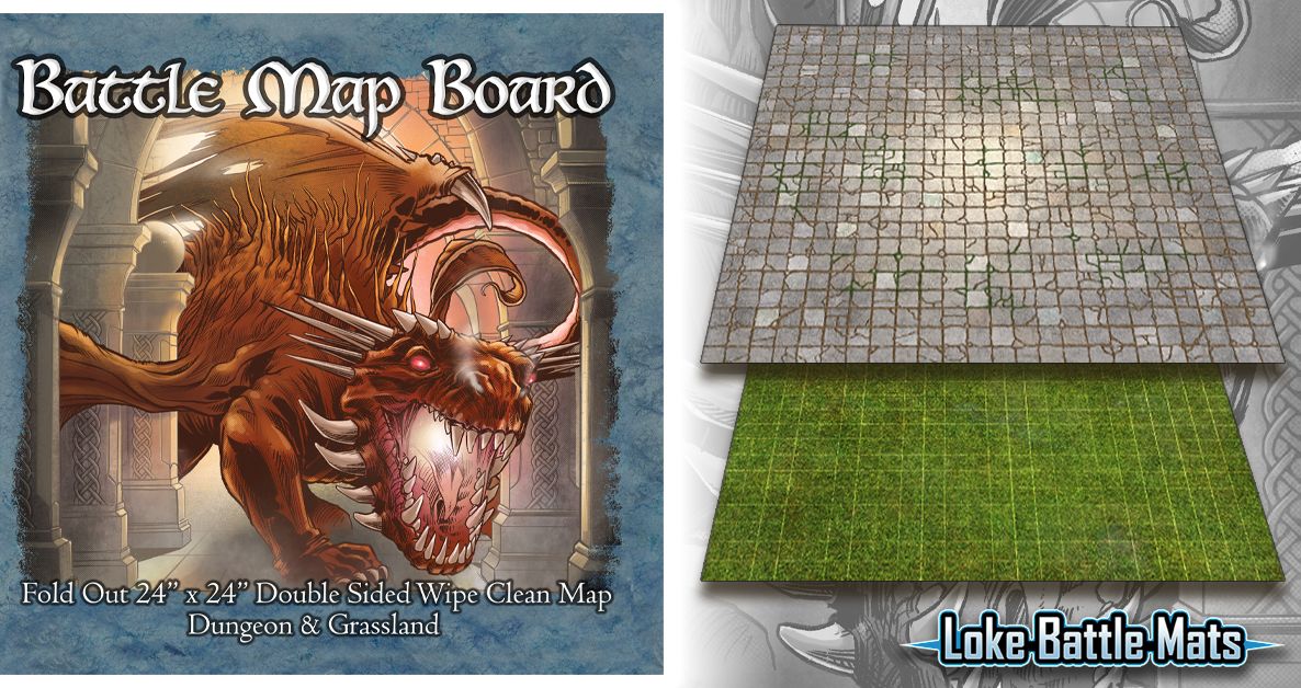 Loke Battle Mats Battle Mat Board - Grassland & Dungeon - obrázek 1
