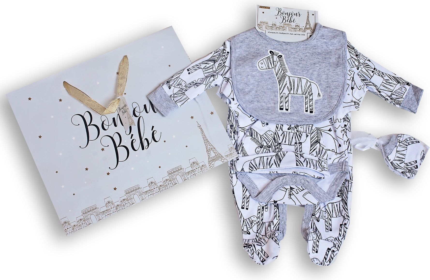 Bonjour Bébé Luxusní kojenecký komplet Zebra vel.68 Velikost: 68 - obrázek 1