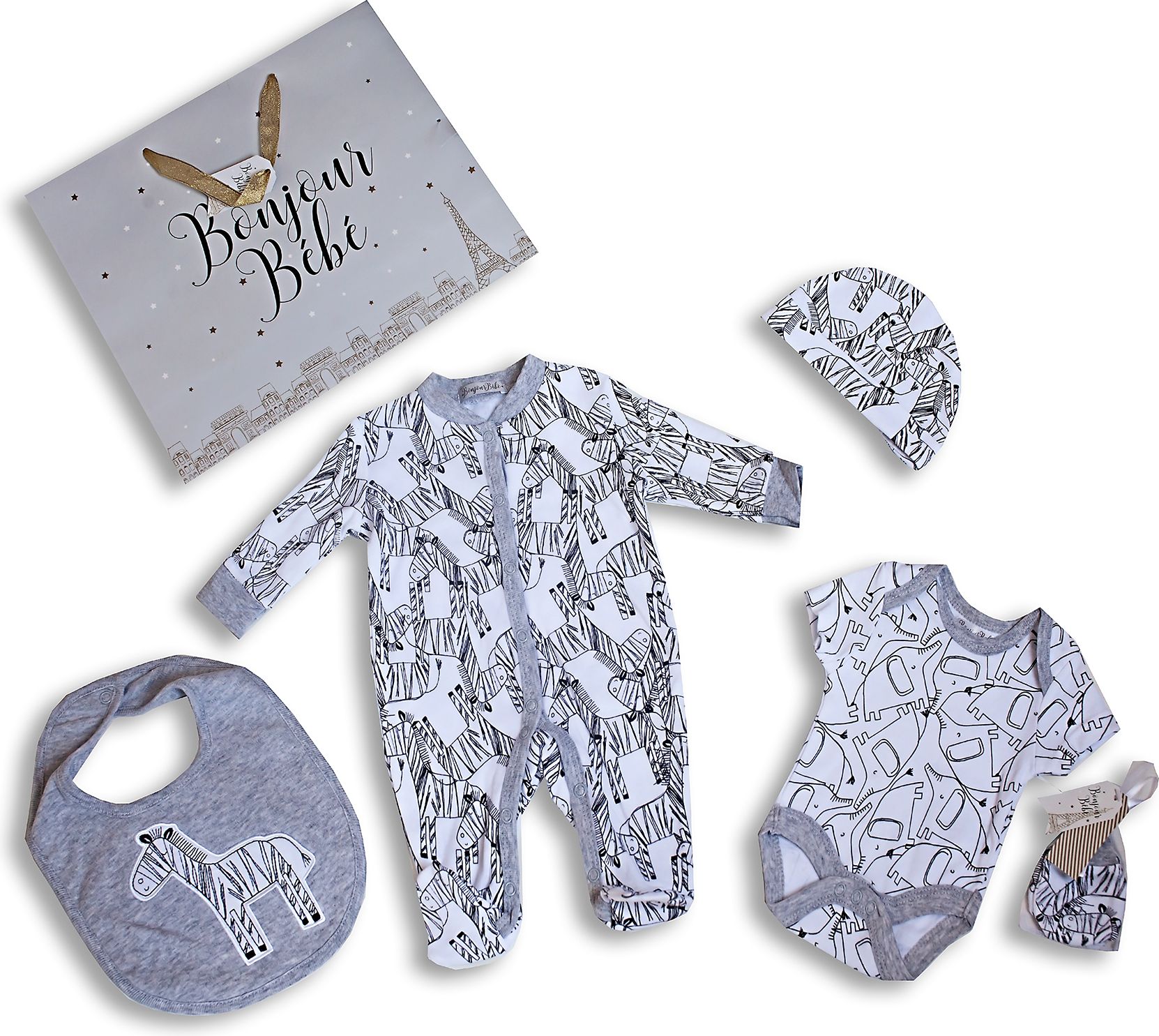 Bonjour Bébé Luxusní kojenecký komplet Zebra vel.68 Velikost: 68 - obrázek 2