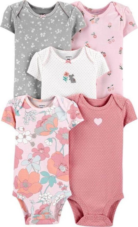 CARTER'S Body krátký rukáv Floral Pink dívka LBB 5 ks 24 m/vel. 92 - obrázek 1