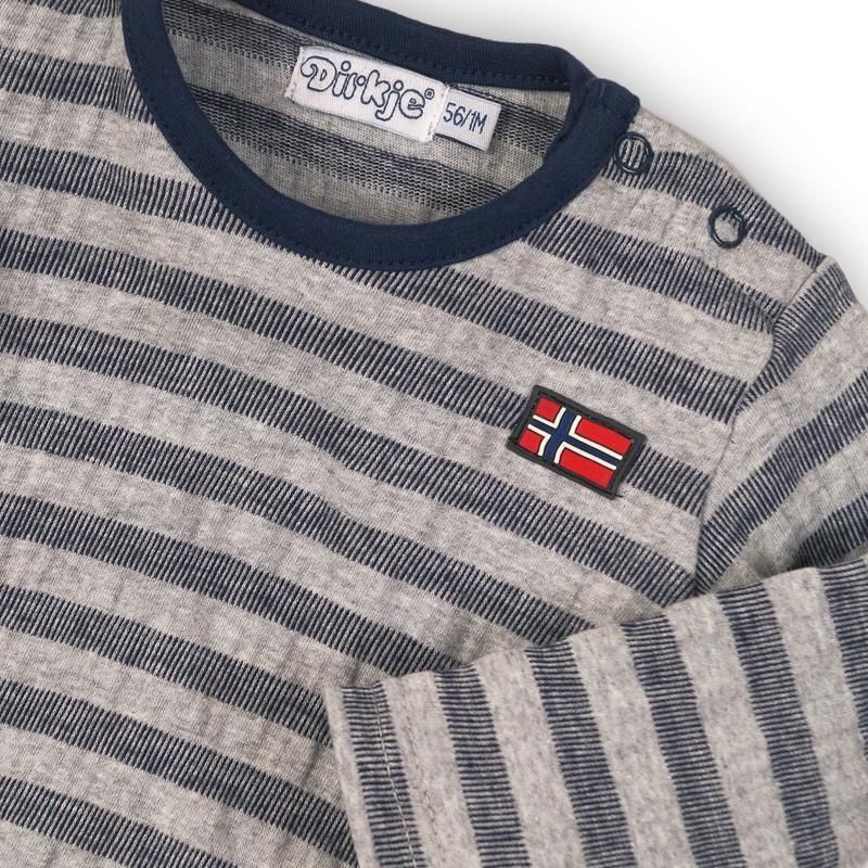 DIRKJE Tričko dlouhý rukáv B-SO FRESH ALWAYS BE YOURSELF 98 Grey - Navy - obrázek 2