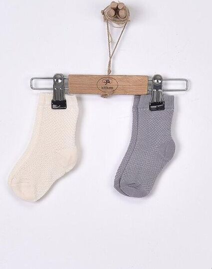 KITIKATE Ponožky dětské letní 2 ks Grey-Ecru 18-24 - obrázek 1