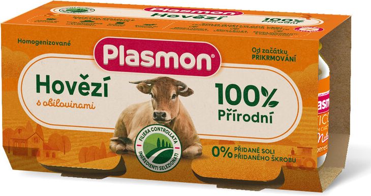 PLASMON bezlepkový masový s obilím hovězí bez škrobu a soli 2 x 80 g - obrázek 1