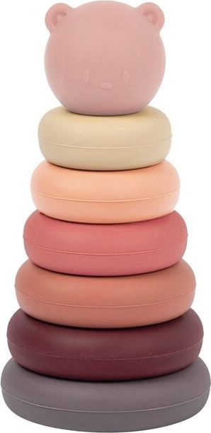 Nattou hračka stahovací pyramida silikonová Pink 16 cm - obrázek 1