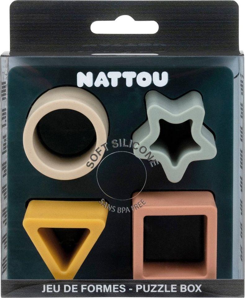 Nattou hračka vkládačka silikonová Dark 12x12 cm - obrázek 3