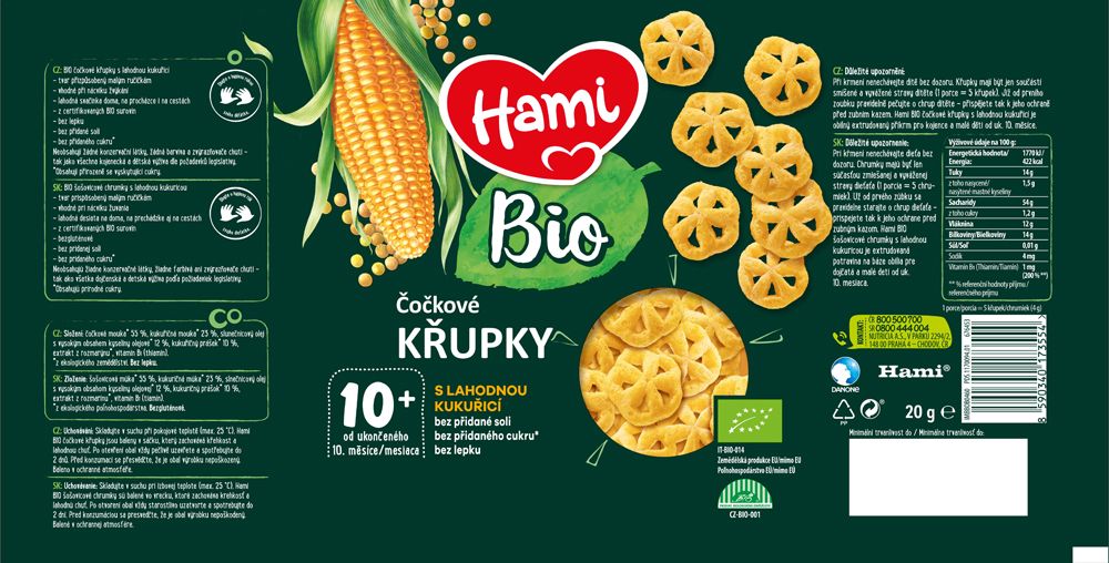 HAMI BIO Křupky čočkové s lahodnou kukuřicí 20 g, 10+ - obrázek 4