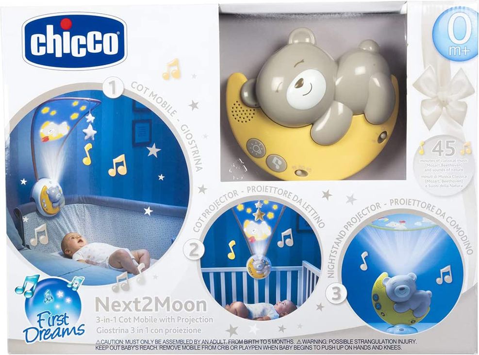 Chicco projektor s melodií Next 2 Moon medvídek šedý - obrázek 3