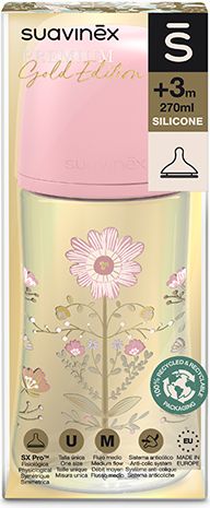 SUAVINEX Gold Kojenecká láhev 270 ml fyziologická průtok M růžová - obrázek 4
