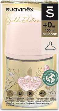 SUAVINEX Gold Kojenecká láhev 150 ml fyziologická průtok S růžová - obrázek 5