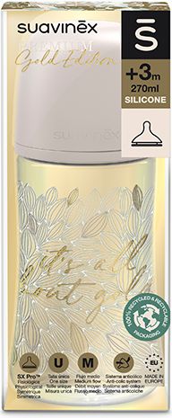 SUAVINEX Gold Kojenecká láhev 270 ml fyziologická průtok M krémová - obrázek 4