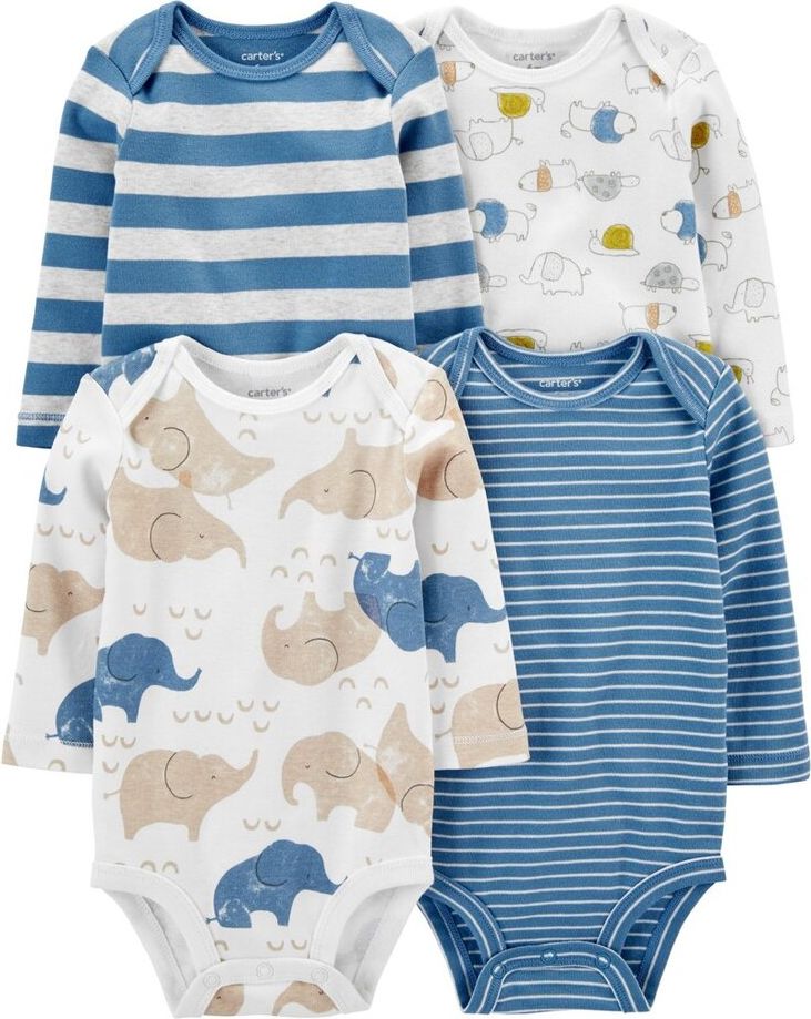 CARTER'S Body dlouhý rukáv Blue Animals chlapec 4ks NB/ vel. 56 - obrázek 1