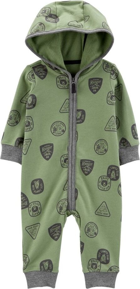 CARTER'S Overal bez nožiček s kapucí GreenGrey chlapec 3m - obrázek 1
