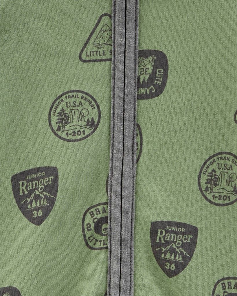 CARTER'S Overal bez nožiček s kapucí GreenGrey chlapec 3m - obrázek 2