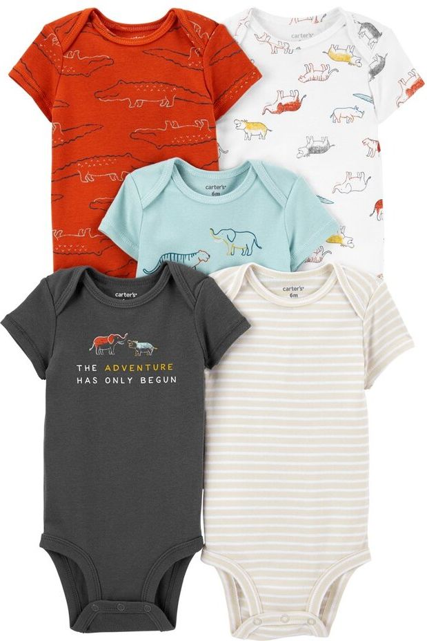 CARTER'S Body krátký rukáv Multicolor Dino kluk 5ks NB/ vel. 56 - obrázek 1