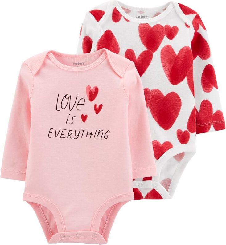 CARTER'S Body dlouhý rukáv Pink Slogan holka 2ks NB/ vel. 56 - obrázek 1