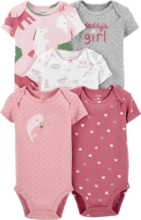 CARTER'S Body krátký rukáv Pink Heart holka 5ks 3m - obrázek 1