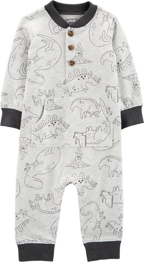 CARTER'S Overal bez nožiček Grey Dino chlapec 9m - obrázek 1