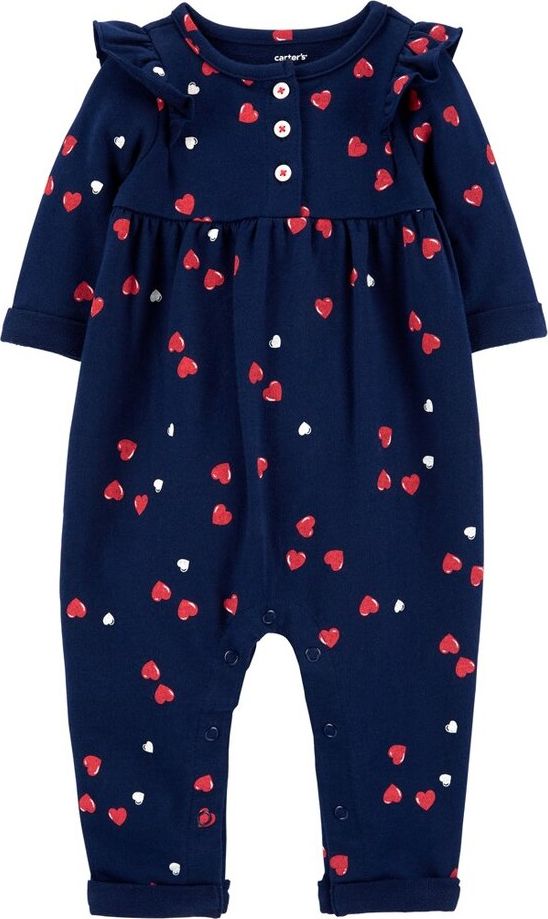 CARTER'S Overal bez nožiček Navy Hearts dívka NB/ vel. 56 - obrázek 1