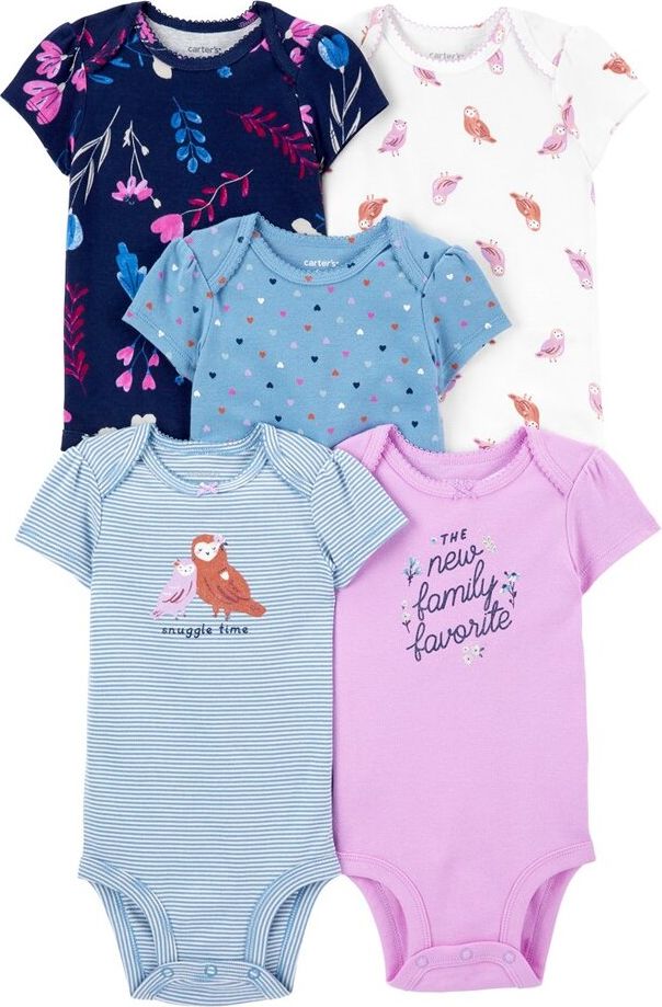 CARTER'S Body krátký rukáv Blue Family holka 5ks NB/ vel. 56 - obrázek 1