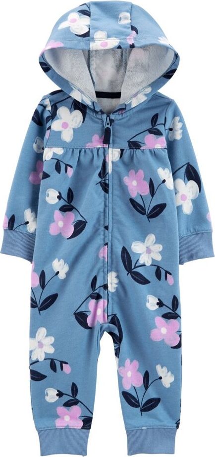 CARTER'S Overal bez nožiček s kapucí Blue Floral dívka NB/ vel. 56 - obrázek 1