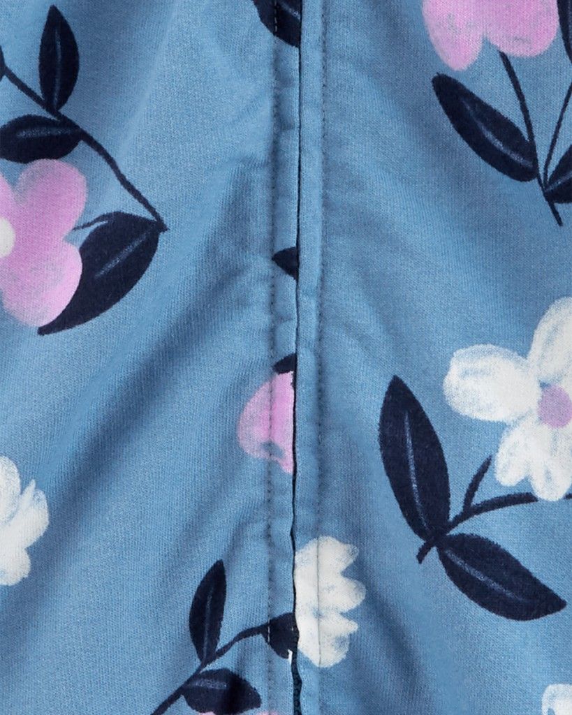 CARTER'S Overal bez nožiček s kapucí Blue Floral dívka NB/ vel. 56 - obrázek 2