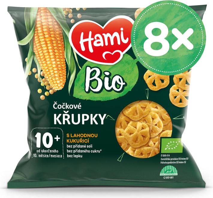 8x HAMI BIO Křupky čočkové s lahodnou kukuřicí 20 g, 10+ - obrázek 1