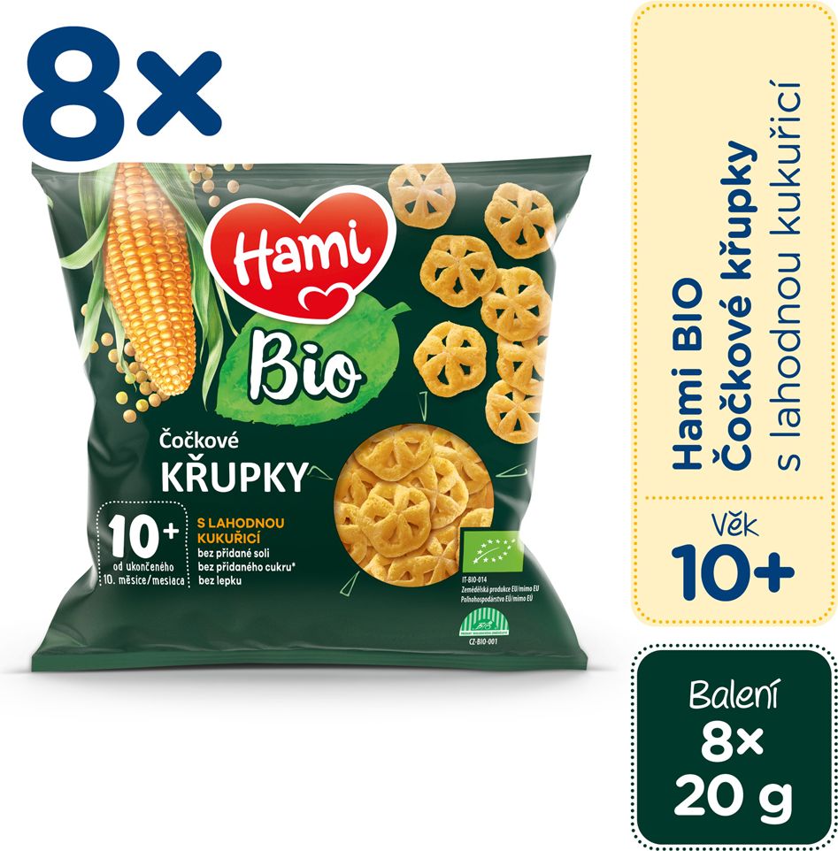 8x HAMI BIO Křupky čočkové s lahodnou kukuřicí 20 g, 10+ - obrázek 2