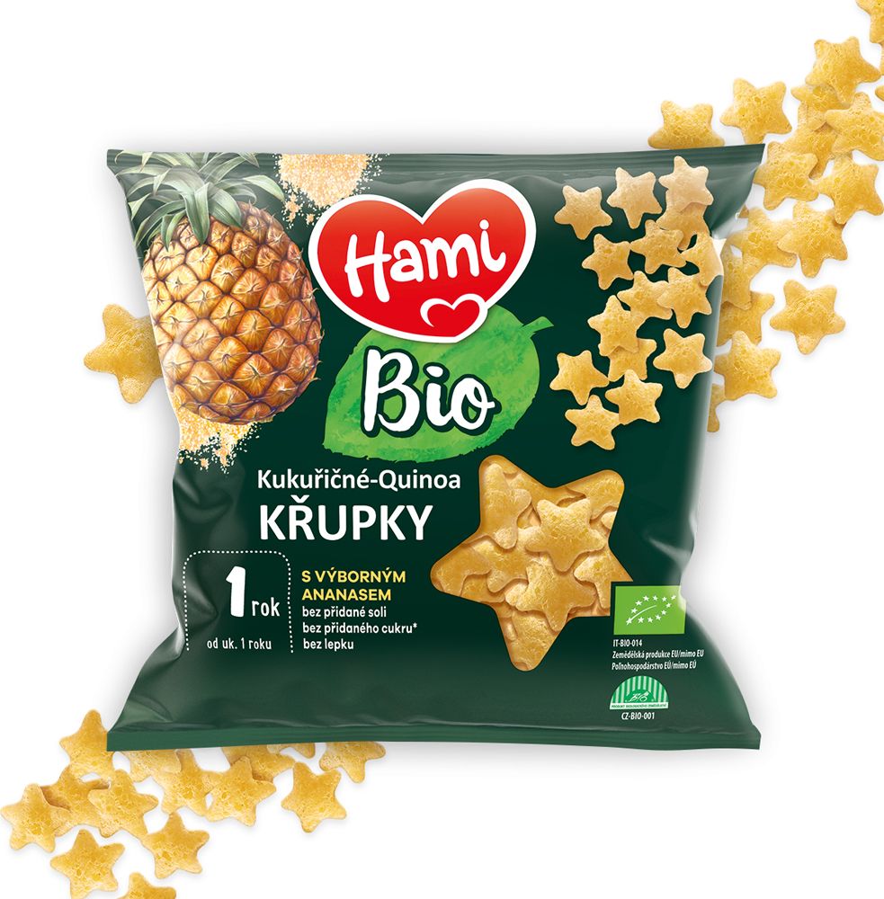 8x HAMI BIO Křupky kukuřičné-quinoa s výborným ananasem 20 g, 12+ - obrázek 6