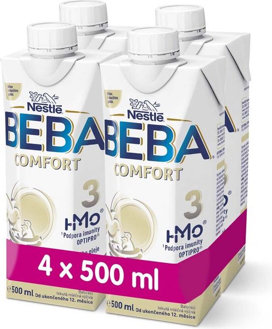 4x BEBA COMFORT 3 HM-O batolecí tekutá mléčná výživa 12+, tetra pack 500 ml - obrázek 1