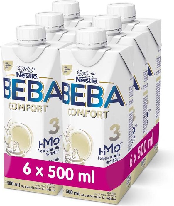 6x BEBA COMFORT 3 HM-O batolecí tekutá mléčná výživa 12+, tetra pack 500 ml - obrázek 1