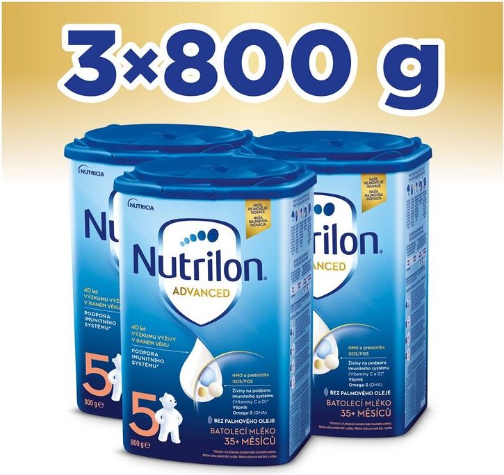 3x NUTRILON 5 Mléko batolecí 800 g, 35+ - obrázek 1
