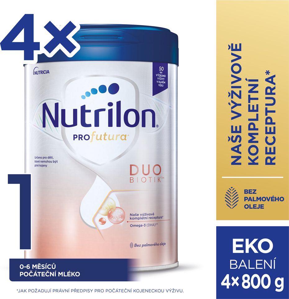 4x NUTRILON Profutura DUOBIOTIK 1 počáteční mléko 800 g - obrázek 2
