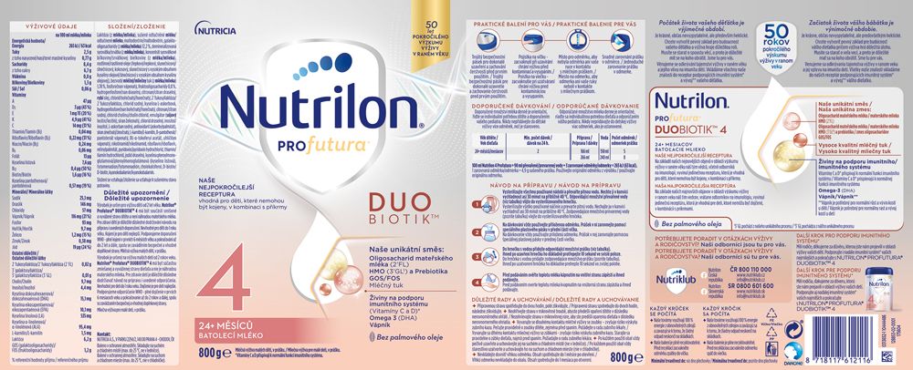 4x NUTRILON Profutura DUOBIOTIK 4 batolecí mléko 800 g 24+ - obrázek 3