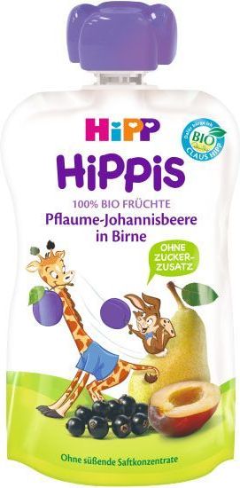 3x HIPP HiPPiS BIO 100% ovoce Hruška-Černý rybíz-Švestka 100 g - ovocný příkrm - obrázek 2