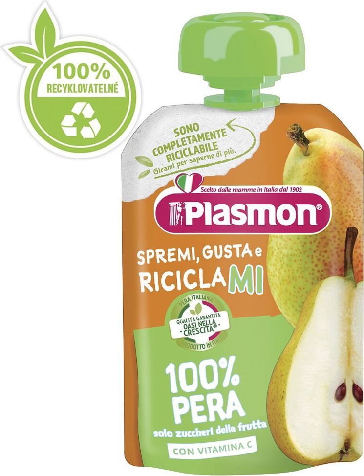2+1 PLASMON Kapsička bezlepková ovocná hruška 100 g, 6m+ - obrázek 2