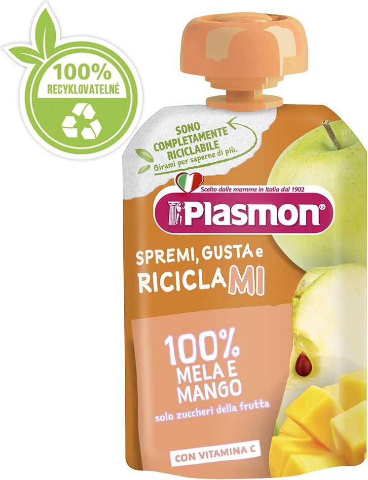 2+1 PLASMON Kapsička bezlepková ovocná jablko a mango 100 g, 7m+ - obrázek 2