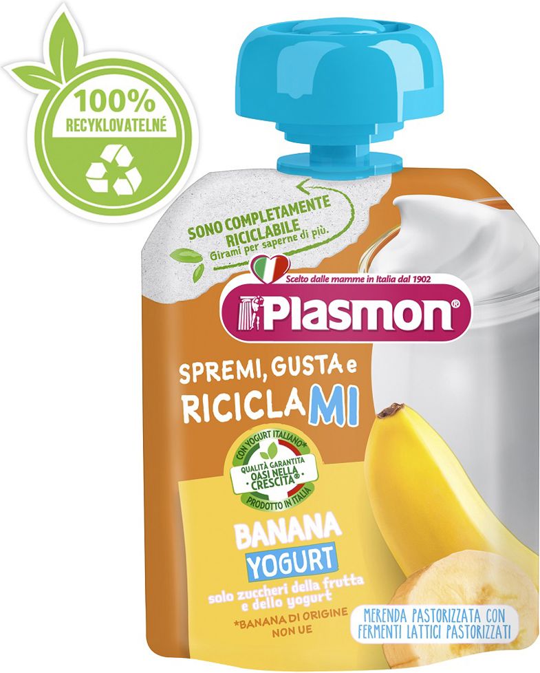 2+1 PLASMON Kapsička bezlepková ovocno-jogurtová banán 85 g, 6m+ - obrázek 2