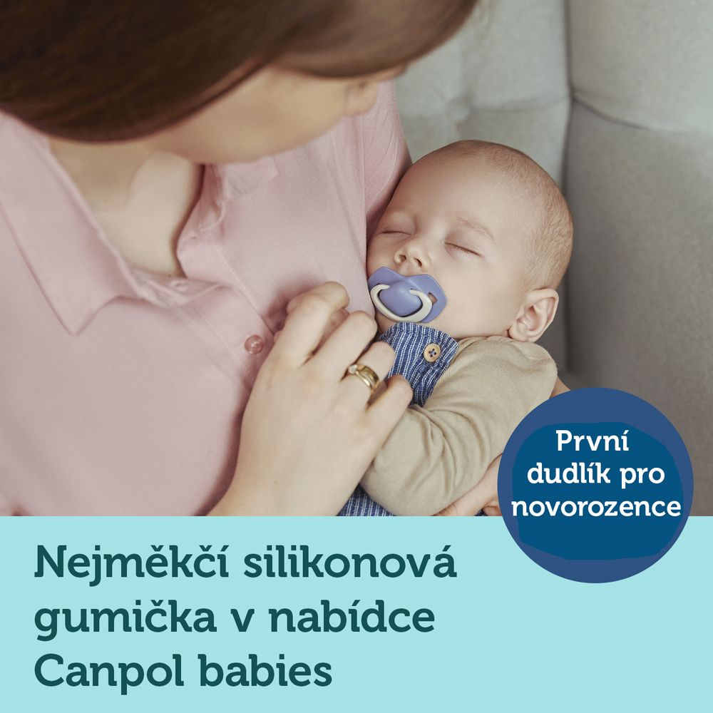 CANPOL BABIES Set symetrických silikonových dudlíků Light touch 18m+ Pure color modrý - obrázek 10