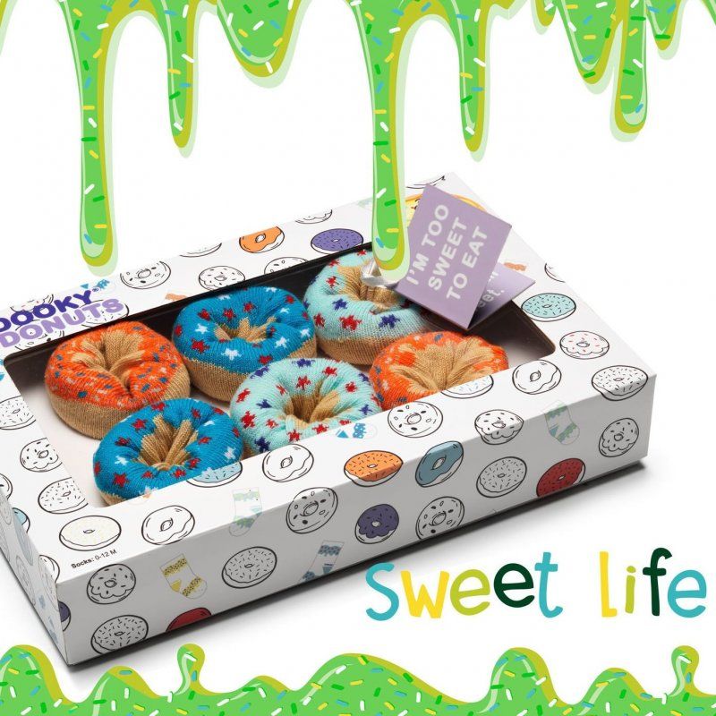 DOOKY Gift DONUTS ponožky Blueberry Orange 3 páry - obrázek 5